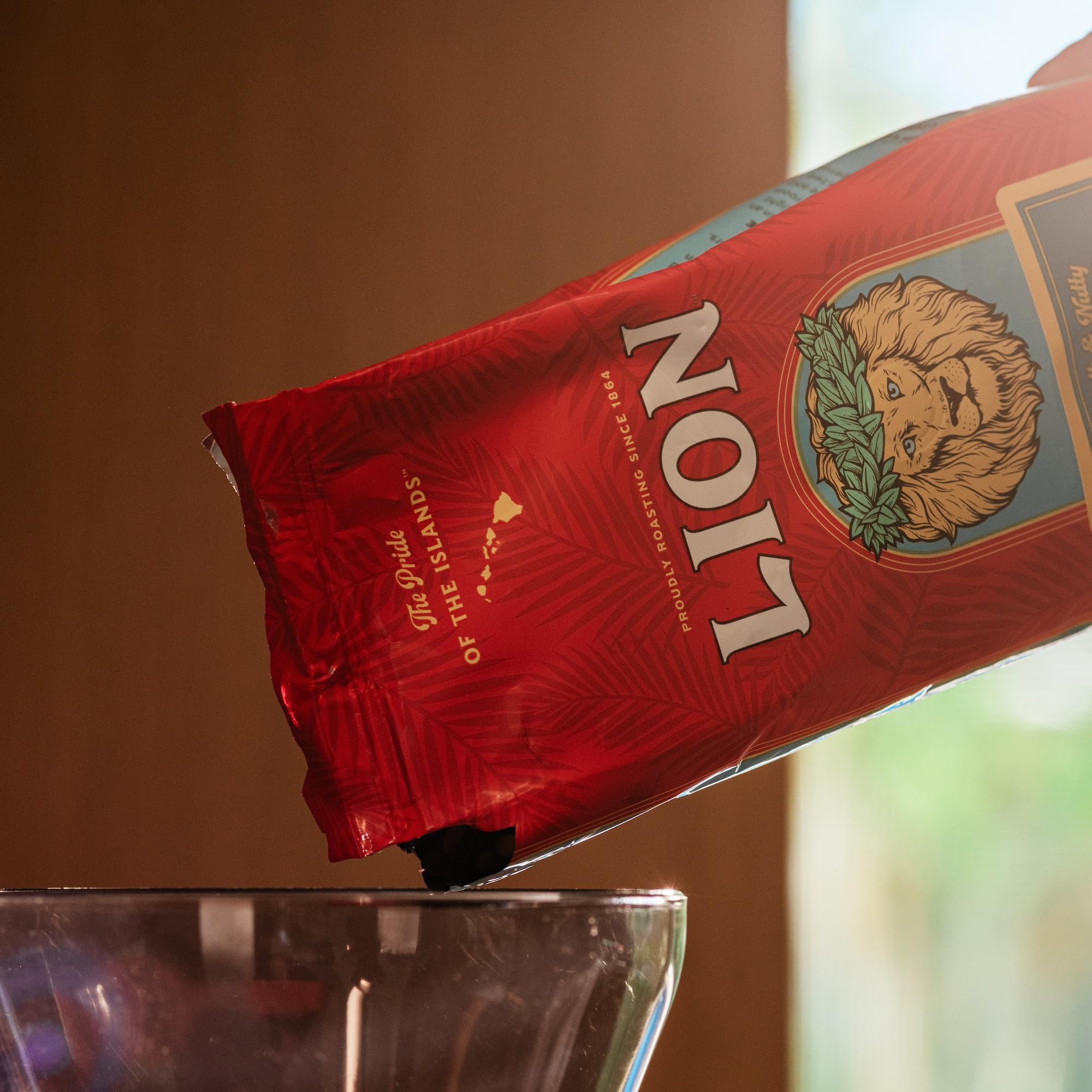 Premium Light Roast Arabica Coffee Beans - Lion Coffee Toasted Coconut Flavor, 10oz Bag - Perfect for Breakfast, Office & Hawaiian-Themed Parties