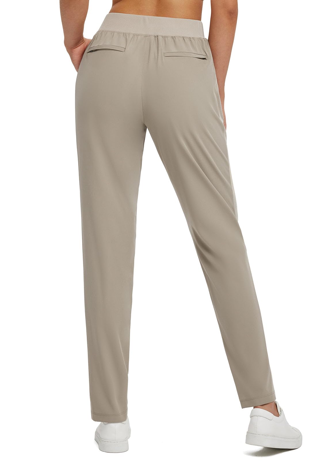 Baleaf Women's High Waist Stretch Golf Pants with Zipper Pockets - UPF50+ Athletic Travel Work Casual Pants for Golf, Running, Yoga & Outdoor Activities