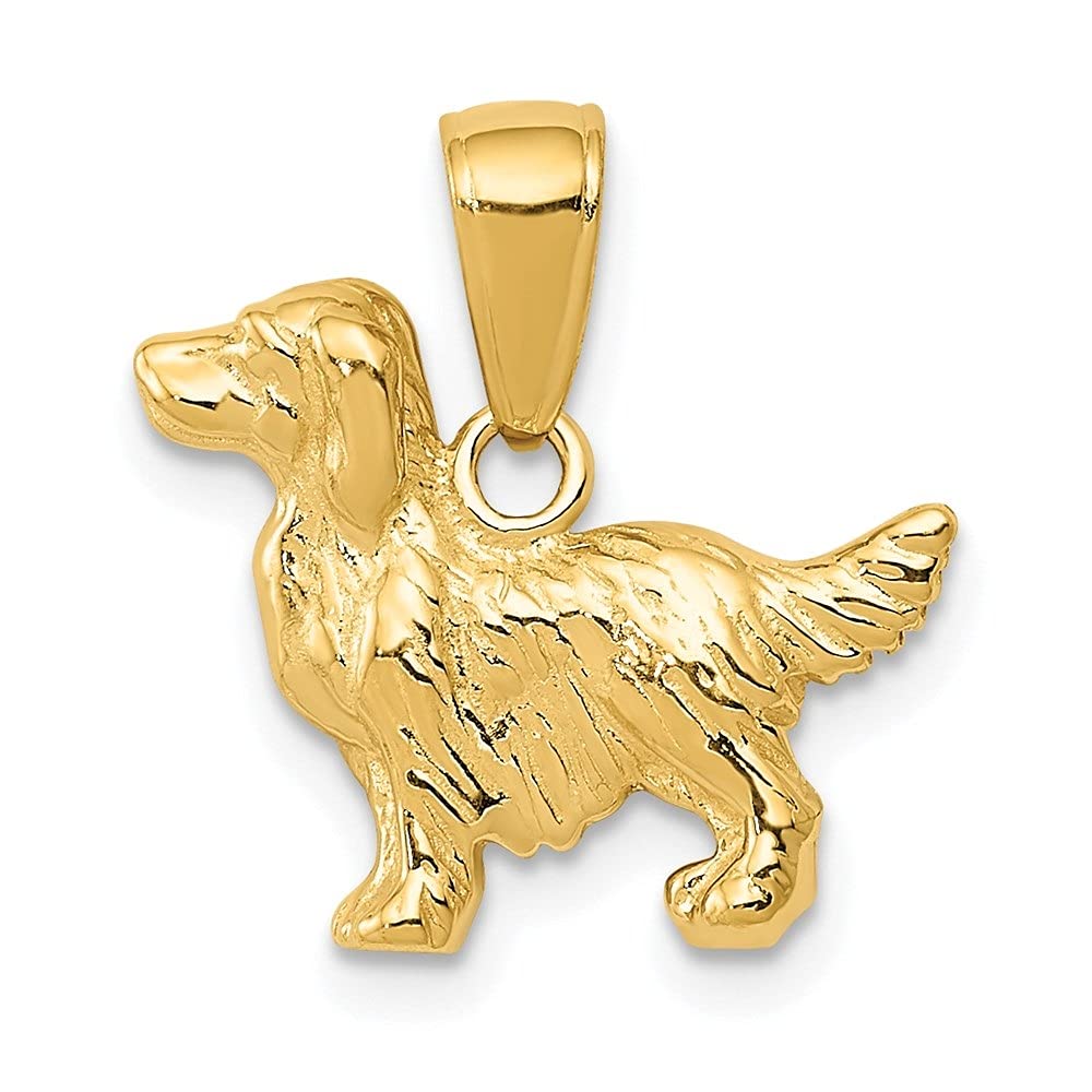 14K Yellow Gold Springer Spaniel Dog Pendant Necklace for Women - Elegant Fine Jewelry Gift for Dog Lovers, Pet Owners & Animal Enthusiasts - Perfect for Birthdays, Anniversaries & Special Occasions