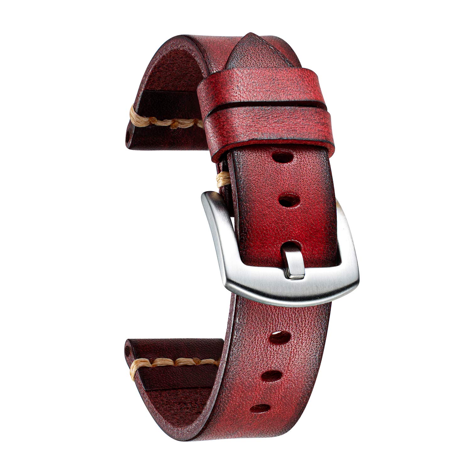 Premium Leather Watch Band for Samsung, Huawei & Garmin Smartwatches - 18/20/22/24mm Sizes - Soft Tanned Leather Replacement Strap for Everyday Wear, Office & Outdoor Activities