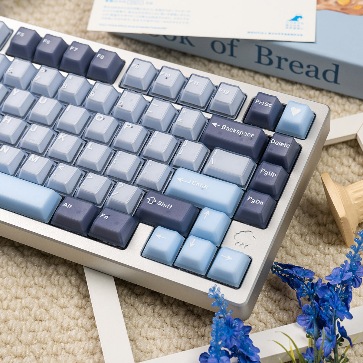 Blue Coconut Bubble PBT+PC Translucent Mechanical Keyboard Keycap Set - OEM Height for Gaming, Typing & Custom Builds (104 Keys)