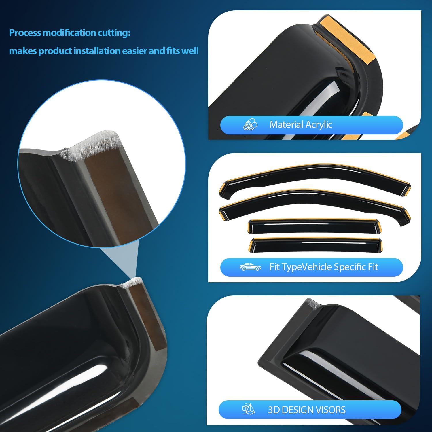 2023-2024 Honda CRV Rain Guards - 4Pcs Acrylic Window Deflectors - Weather Protection for Side Windows - Perfect for Rainy Days & Highway Driving