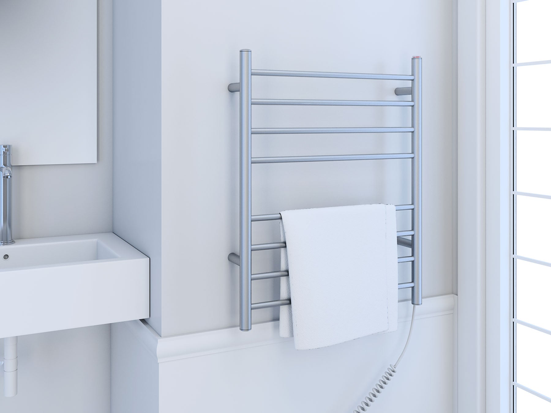 Prestige Dual 8 Bar Hardwired & Plug-in Towel Warmer - Brushed Stainless Steel - Bathroom Luxury for Spa, Hotel & Home Use
