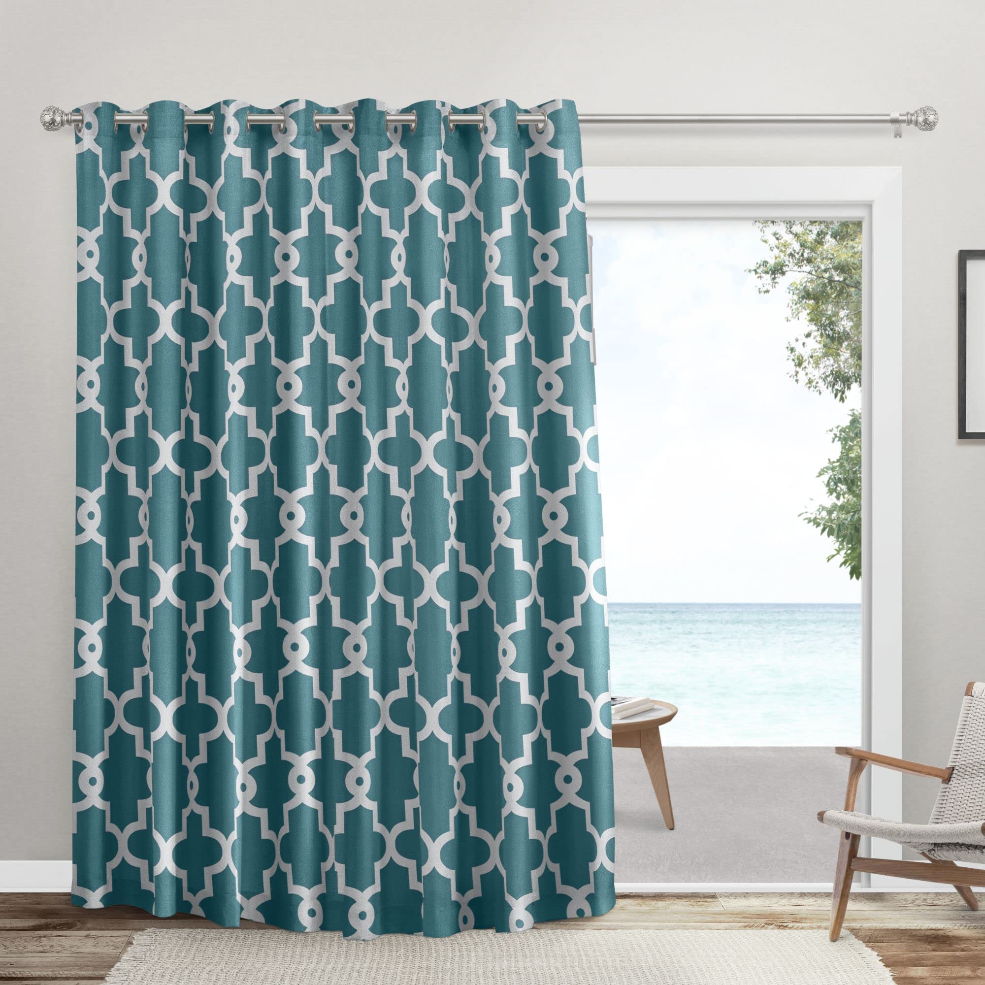 Premium Blackout Curtains for Bedroom & Living Room - 108x84 Inch Teal Sateen Woven Grommet Top Window Drapes with Thermal Insulation - Perfect for Home, Office & Patio Use