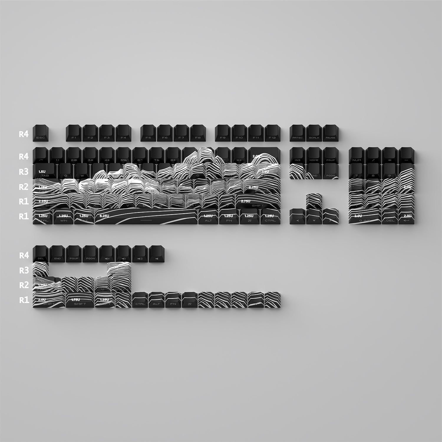 Premium PBT Side-Engraved Translucent Keycaps Set - OEM Profile High Mountain Line Design for Mechanical Keyboards | Perfect for Gaming, Typing & Custom Builds