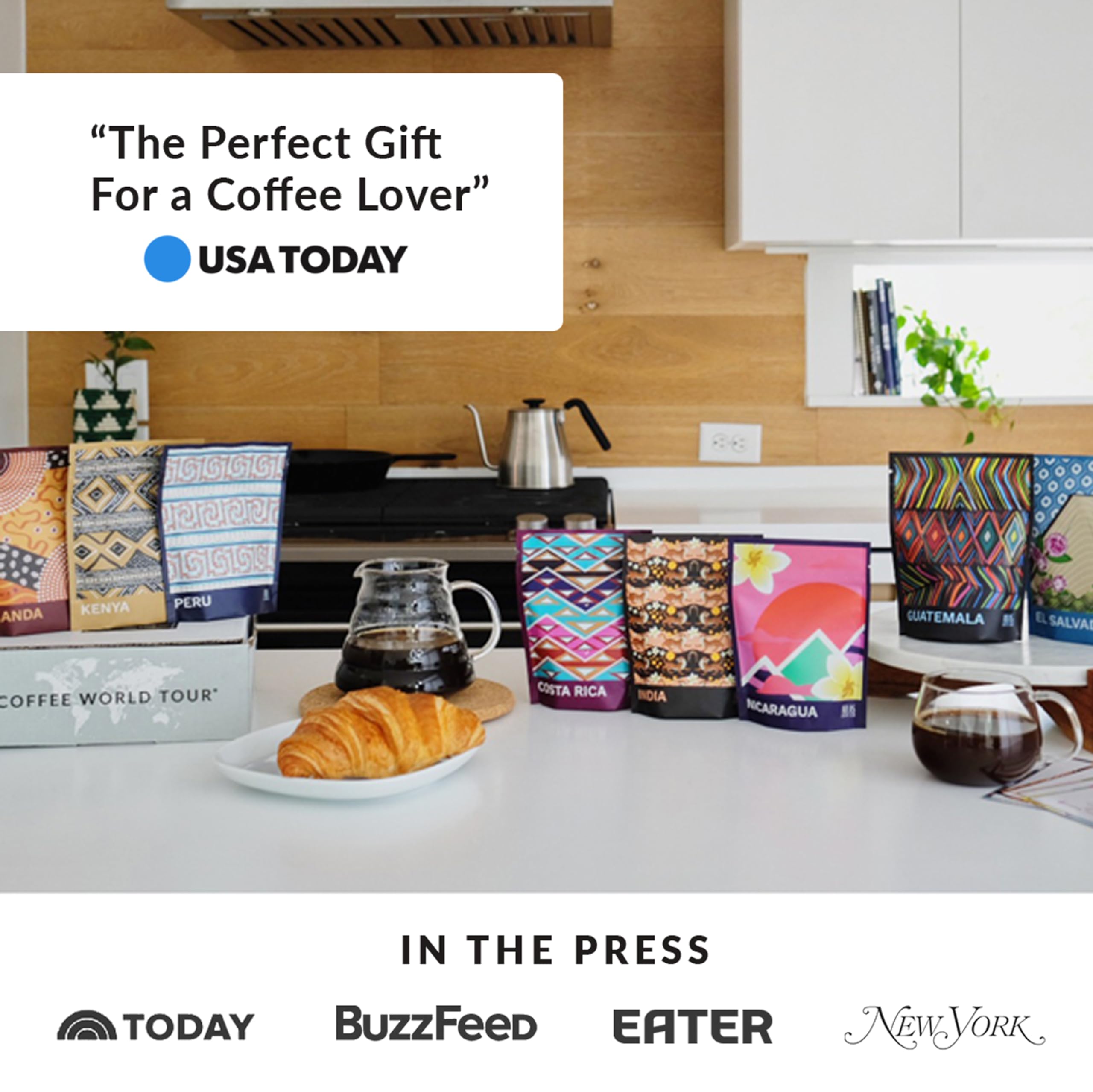 Atlas Coffee Club World of Coffee Discovery Set - Premium Gourmet Coffee Gift Sampler - 8-Pack Single Origin Whole Bean Coffee Variety Box from Top Global Regions - Perfect for Coffee Lovers, Office Gifts & Home Brewing