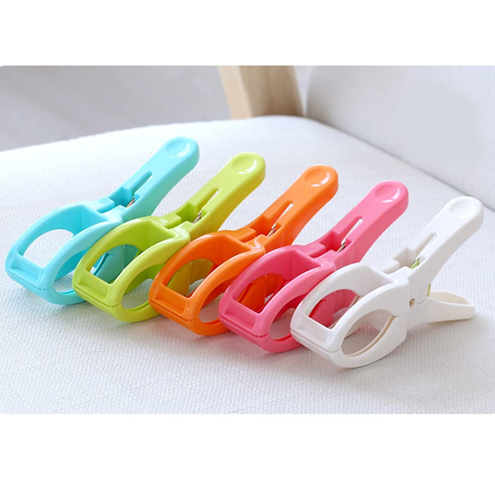 10 Pack Beach Towel Clips for Lounge Chairs - 4.5 Inch Plastic Pool Towel Clamps with 5 Free Bonus Small Clips - Secure Your Towel at Beach, Poolside, or Backyard - Windproof Design for Family Outdoor Use