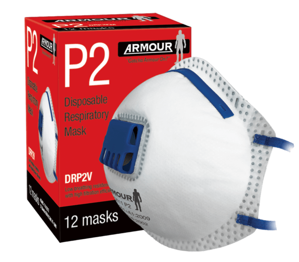 3M Aura Disposable P2 Respirator Mask with Valve, 2-Pack - Dust Protection for Construction, Woodworking & DIY Projects