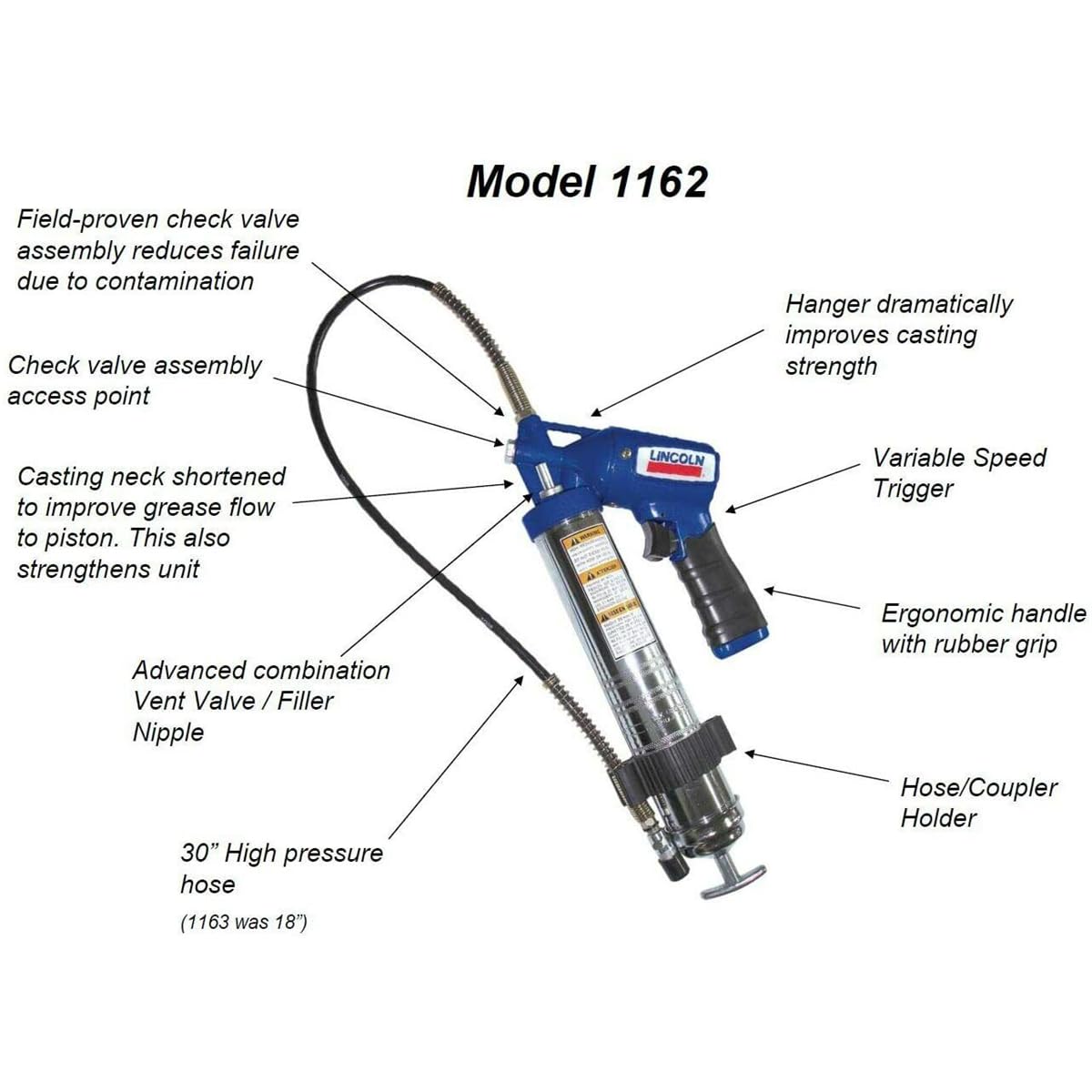**Lincoln 1162 Pneumatic Grease Gun – 30