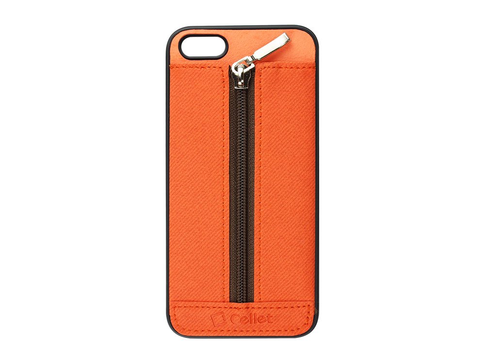 Cellet iPhone 5 Zipper Wallet Case - Carrot Orange | Slim Protective Cover with Card Slots | Perfect for Travel, Work & Everyday Use
