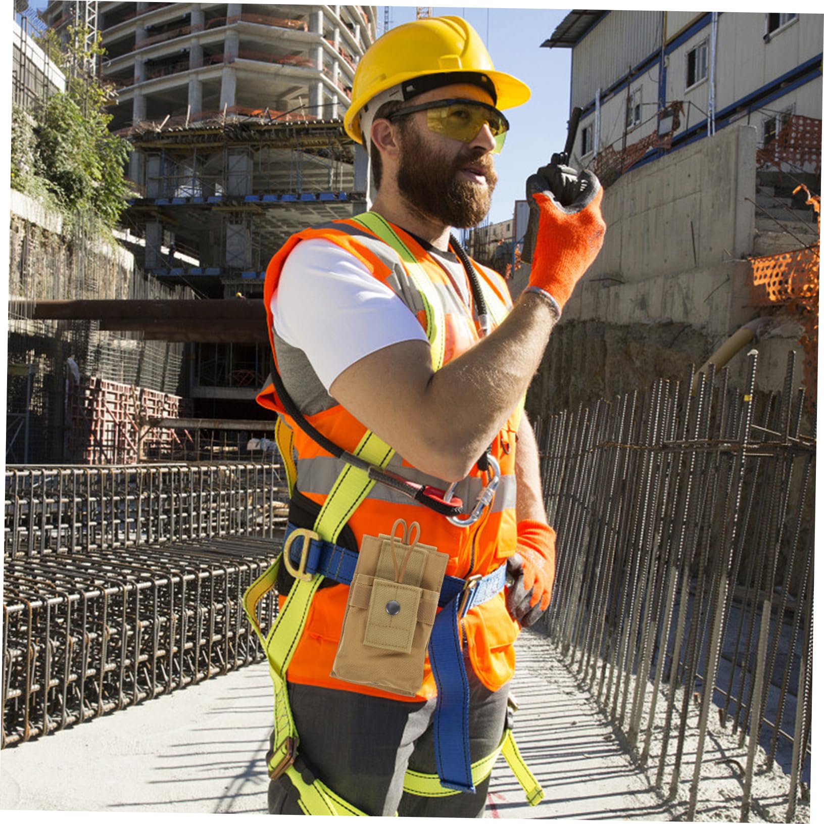 KONTONTY Nylon Walkie Talkie Holder Bag - Compact Radio Pouch for Security, Outdoor & Emergency Use - Easy Access for Police, Hiking & Construction Workers