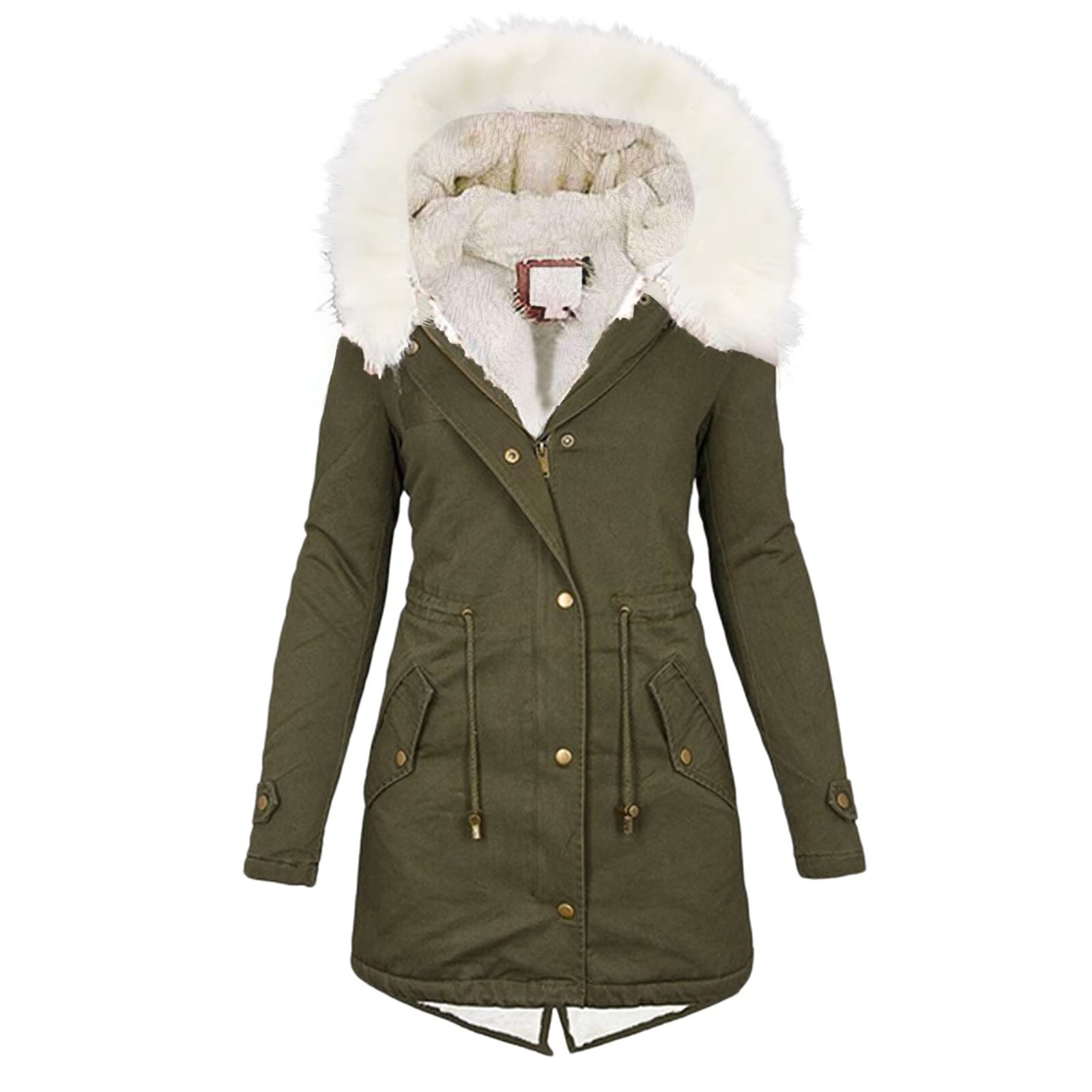 Women's Thick Padded Plus Size Hooded Overcoat with Drawstring & Pockets - Warm Winter Outerwear for Fall & Winter (Sizes S-5XL) | Perfect for Casual Outings, Work Commutes & Cold Weather Layering