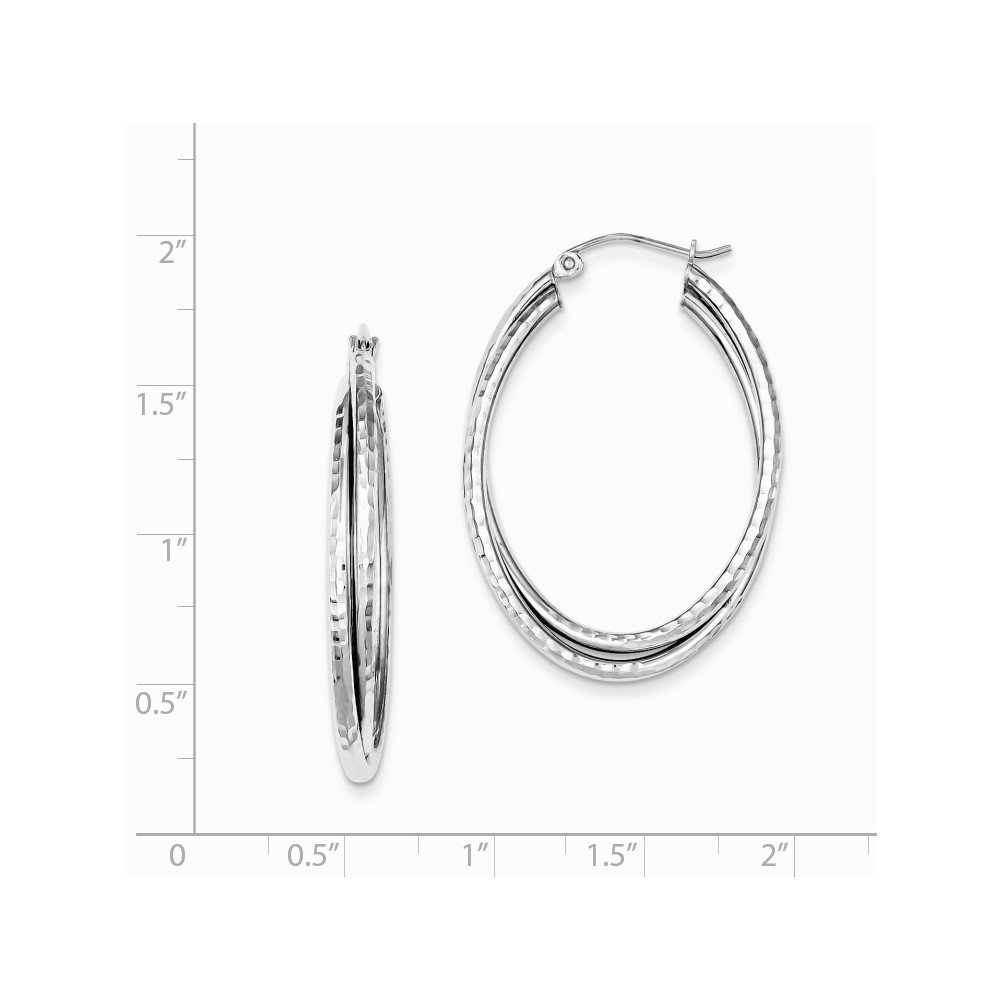 925 Sterling Silver Rhodium Plated Textured Oval Hoop Earrings for Women - Elegant Dainty Everyday Jewelry Gift for Her - Perfect for Parties, Weddings & Office Wear