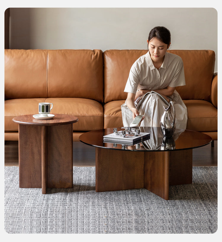 Black Walnut Round Coffee Table with Storage - Modern Living Room Furniture for Small Spaces | Perfect for Apartments, Dorms & Cozy Homes