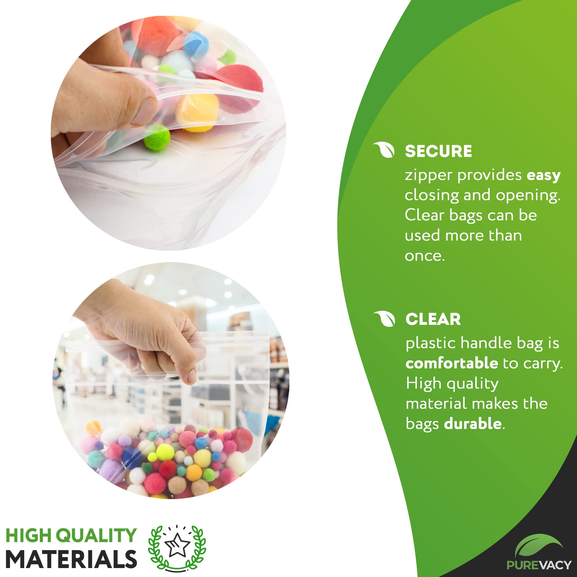50 Pack 12x12 Inch Clear Polyethylene Reclosable Zipper Bags - Heavy Duty Die Cut Plastic Storage Bags for Clothes, Crafts, Jewelry & Organizing - Resealable Zip Lock Bags for Travel, Home & Office Use