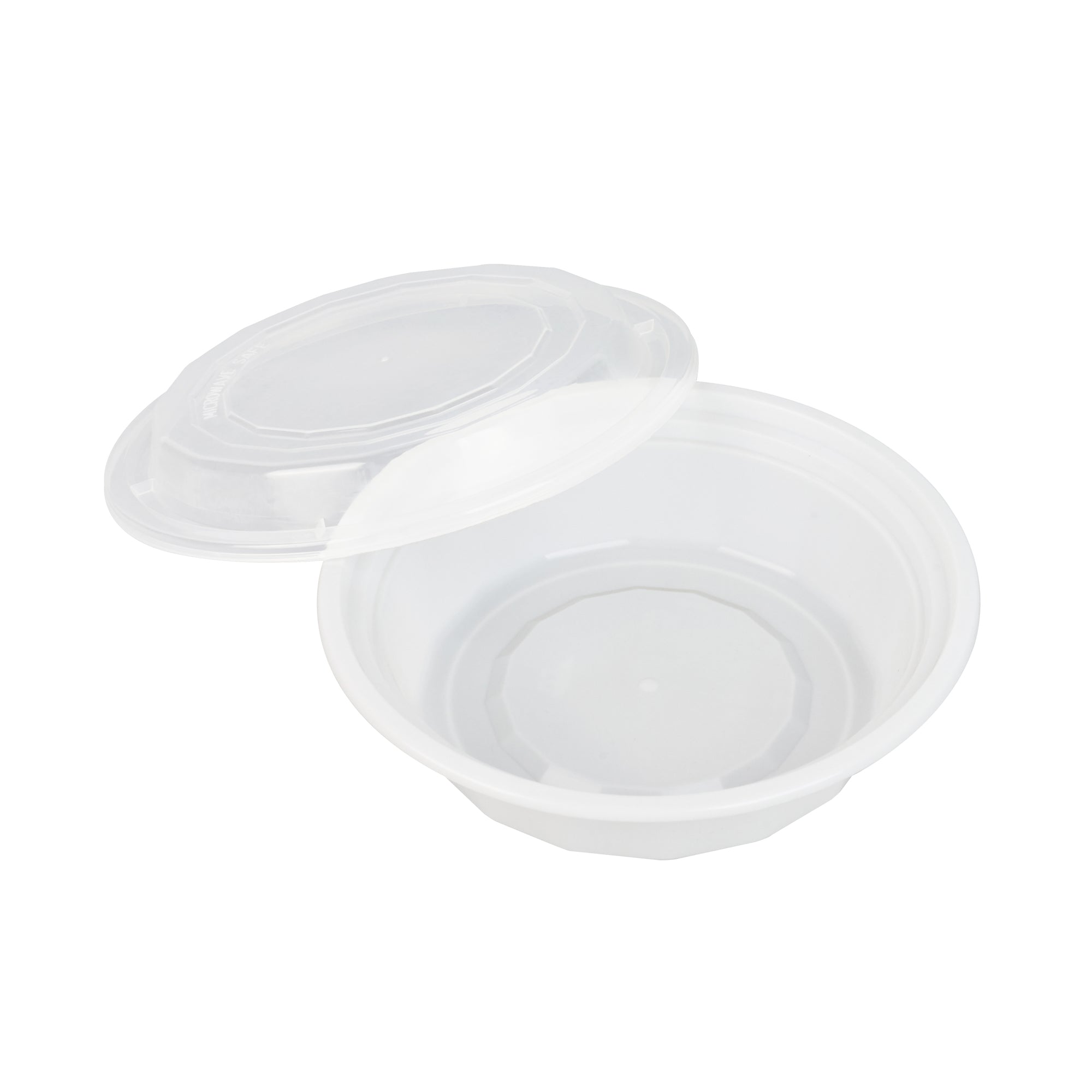 16 oz Round White Plastic Food Storage Containers with Clear Lids - Microwave Safe, 6.25