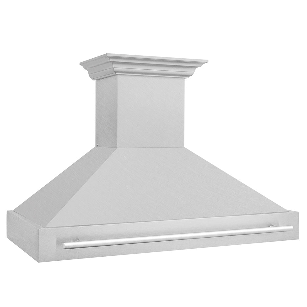 ZLINE 48-Inch Stainless Steel Wall Mount Range Hood with Satin Finish & Stainless Steel Handle (8654SNX 48) - Powerful Kitchen Ventilation for Gas Stoves & Cooking Areas