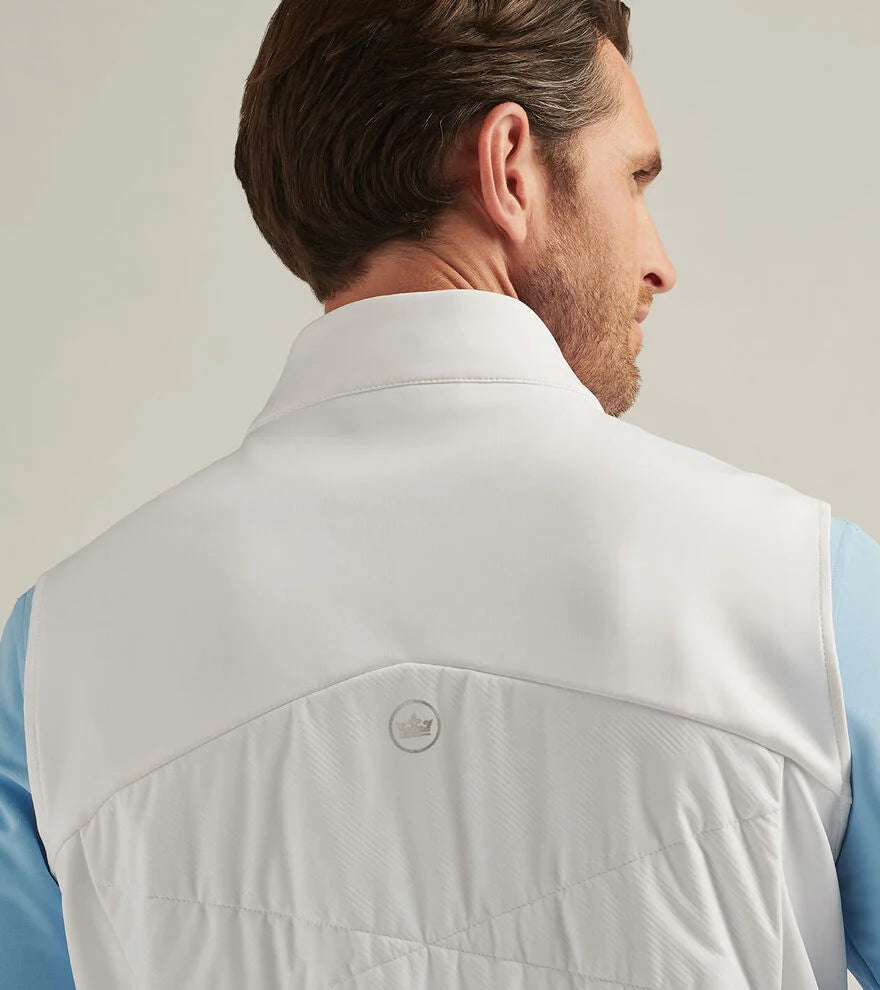Peter Millar Men's Fuse Hybrid Vest - Lightweight Insulated Puffer Jacket for Outdoor Activities (White) | Perfect for Hiking, Golf & Winter Sports