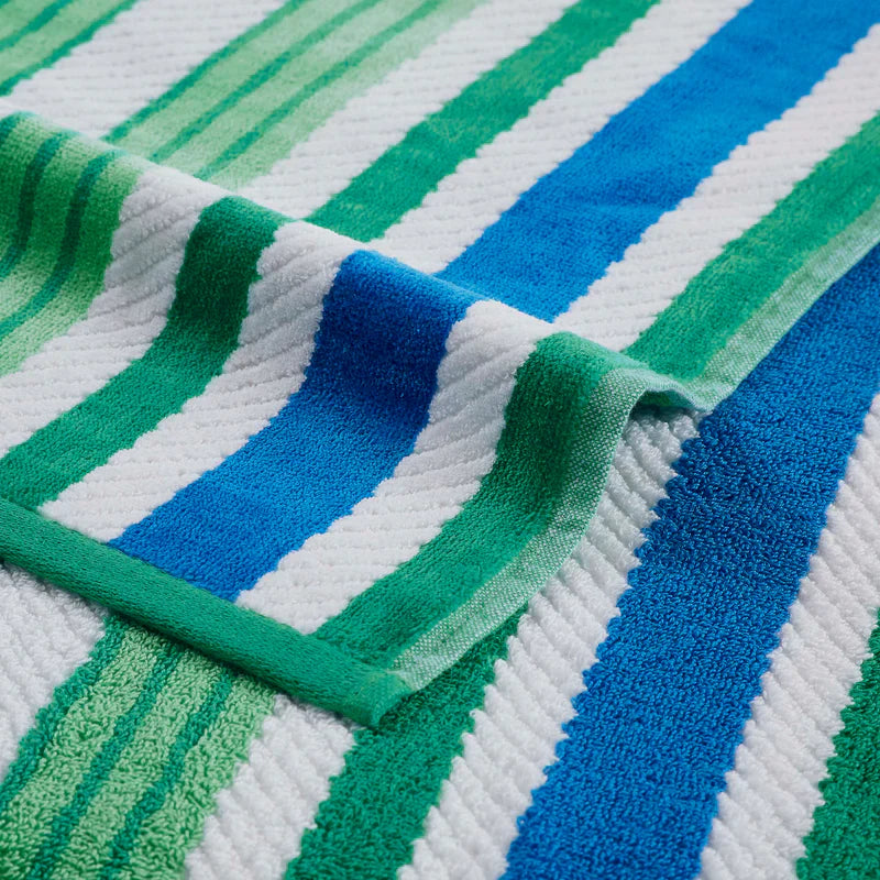 4 Piece Cotton Rope Textured Striped Oversized Beach Towel Set - Soft, Absorbent & Quick-Drying for Pool, Beach, Yoga & Outdoor Activities