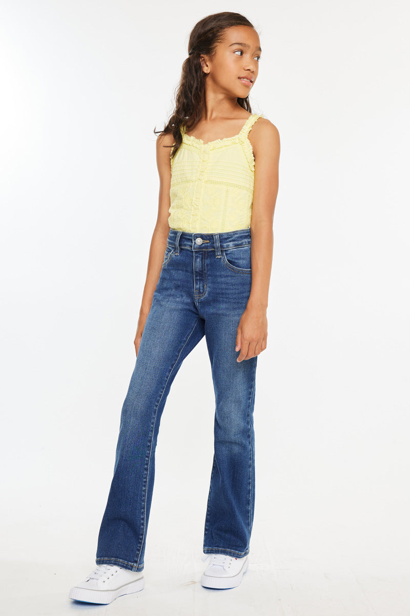 Elaine High Rise Bootcut Jeans for Girls - Stretchy & Comfortable Denim Pants for School, Play & Everyday Wear