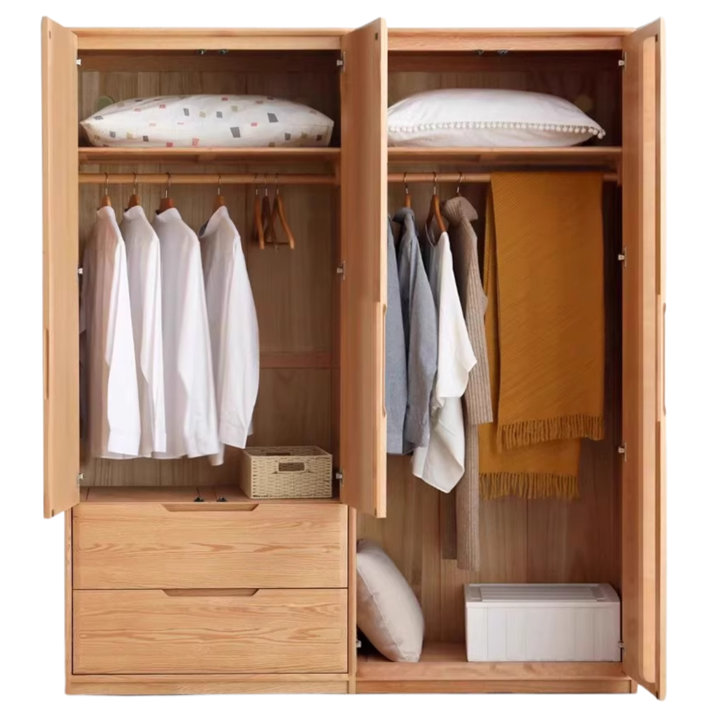 Solid Oak Wood Wardrobe - Spacious Storage for Bedroom, Closet & Home Organization | Durable & Stylish Furniture for Modern Living Spaces