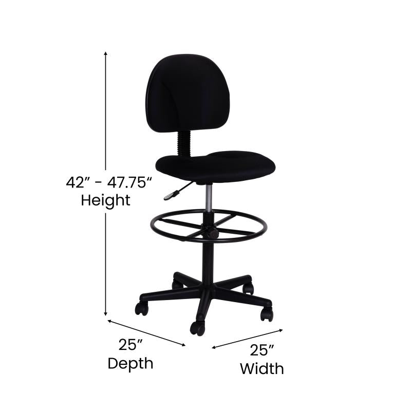 FLASH Patterned Fabric Drafting Chair BT 659 - Adjustable Height Office Chair for Artists, Architects & Designers - Ergonomic Stool for Drafting Table, Studio & Workspace
