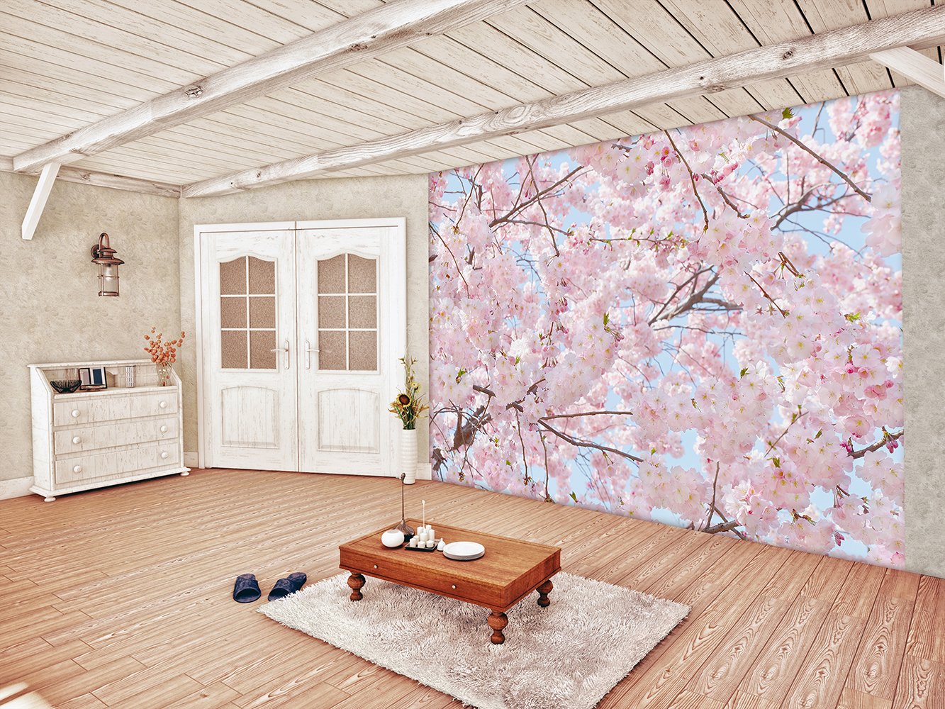 Wizard & Genius DM155 Blossoms Wall Mural - Pink Floral Wallpaper for Home Decor | Perfect for Bedroom, Living Room & Nursery