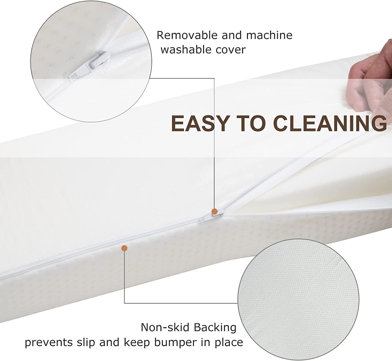 YIHATA 2 Pack Toddler Bed Bumpers - Foam Safety Bed Rail Guard for Kids with Non-Slip, Water Resistant & Washable Cover - Fits Twin, Queen, King & Full Size Beds - Perfect for Toddler Safety and Preventing Falls During Sleep
