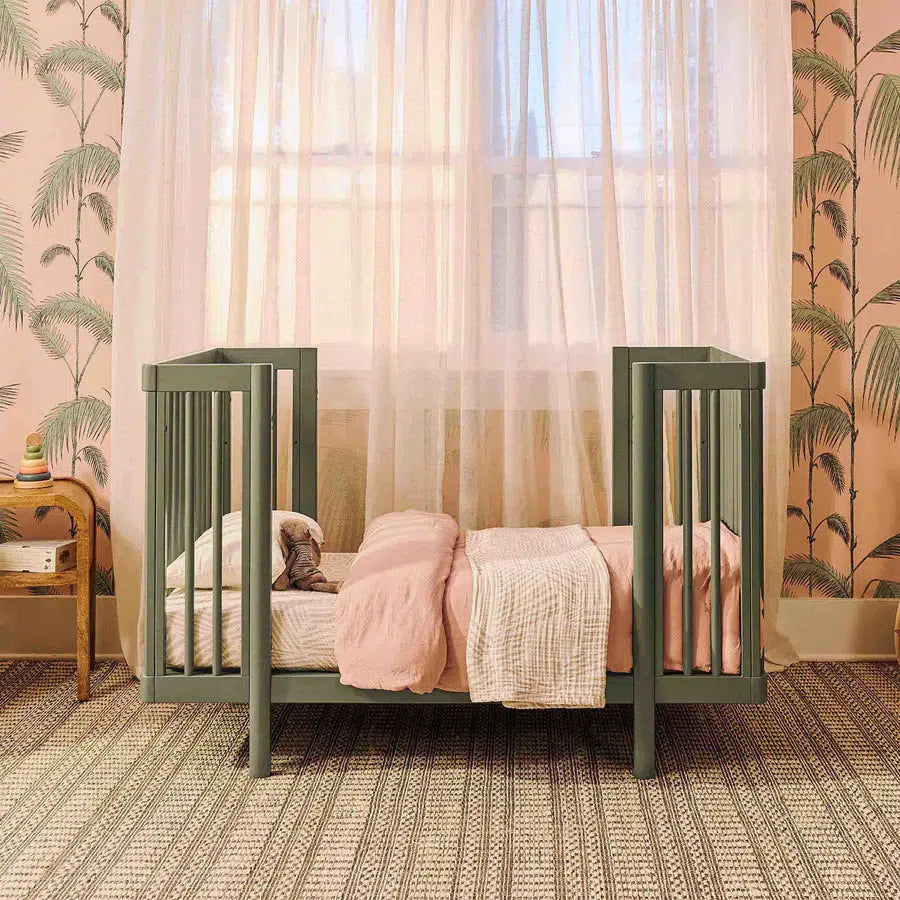 Babyletto Pogo 8-in-1 Convertible Crib - Olive Green | Modern Nursery Furniture for Newborn to Toddler | Perfect for Small Spaces & Eco-Friendly Nurseries