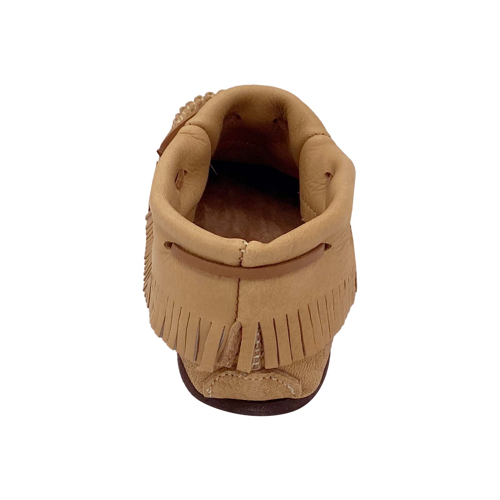 Women's Soft Moose Hide Leather Moccasins with Rubber Sole & Fringed Design - Comfortable Indoor/Outdoor Slip-On Shoes for Casual Wear & Home Use