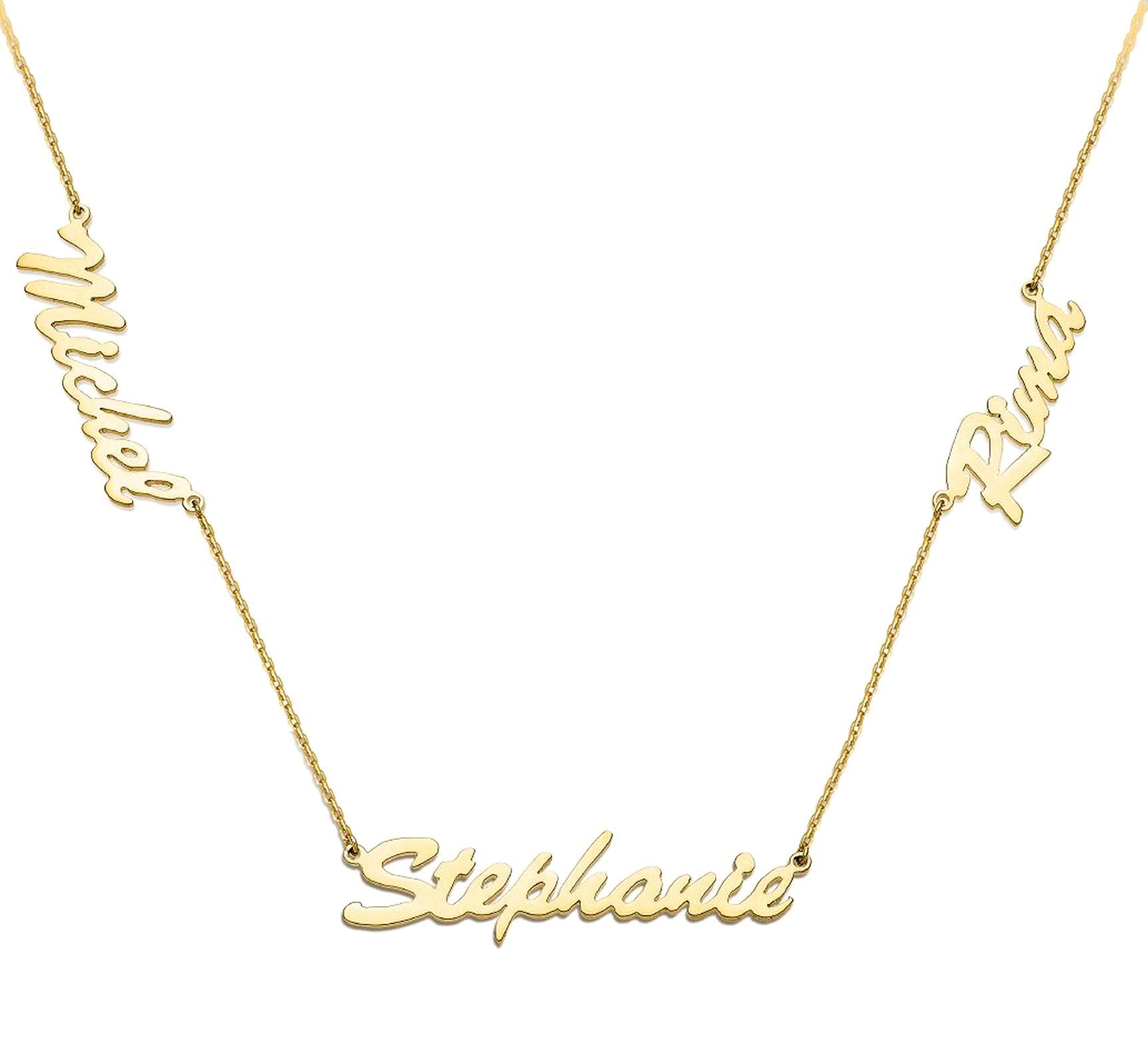 14K Solid Gold or Sterling Silver Personalized Name Necklace - Custom Monogram, 2-5 Letter Nameplate Pendant - Perfect Gift for Women, Girls, Bridesmaids, Anniversary & Memorial Occasions - Elegant Jewelry for Everyday Wear & Special Events