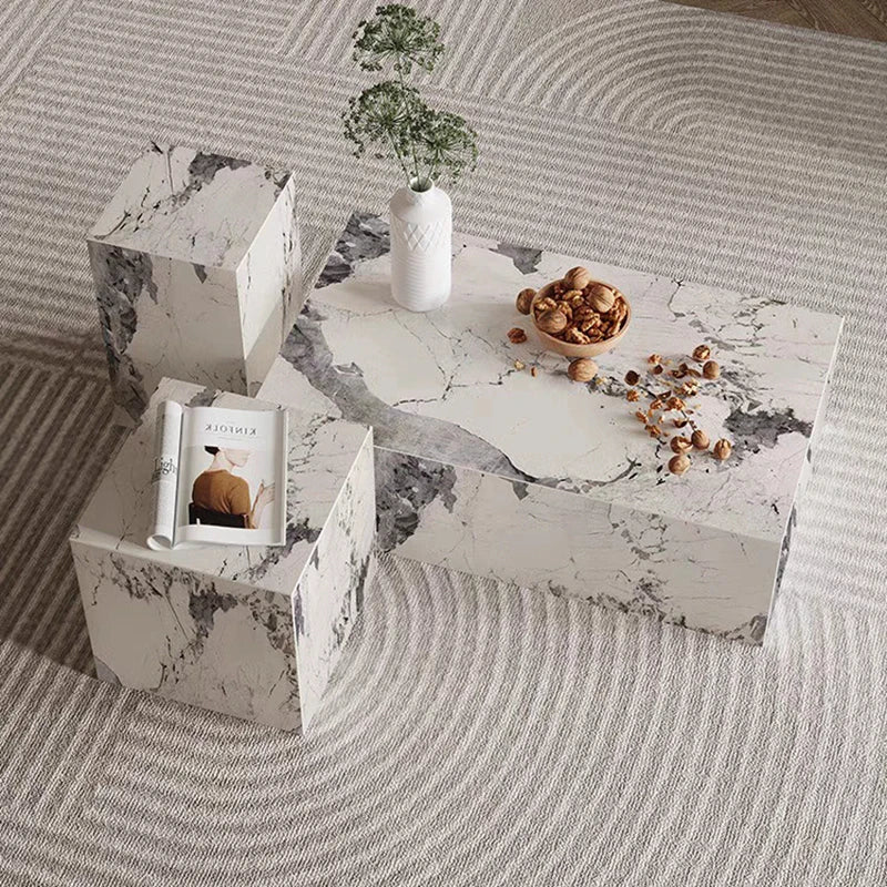 Premium Sintered Stone Marble Coffee Table Set of 3 - Modern Living Room Furniture for Home Decor & Entertaining
