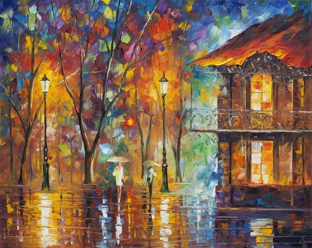 Leonid Afremov Rain Energy City Painting Canvas Wall Art - Modern Bedroom Decor & Living Room Wall Decor - Perfect for Home, Office & Gift Giving