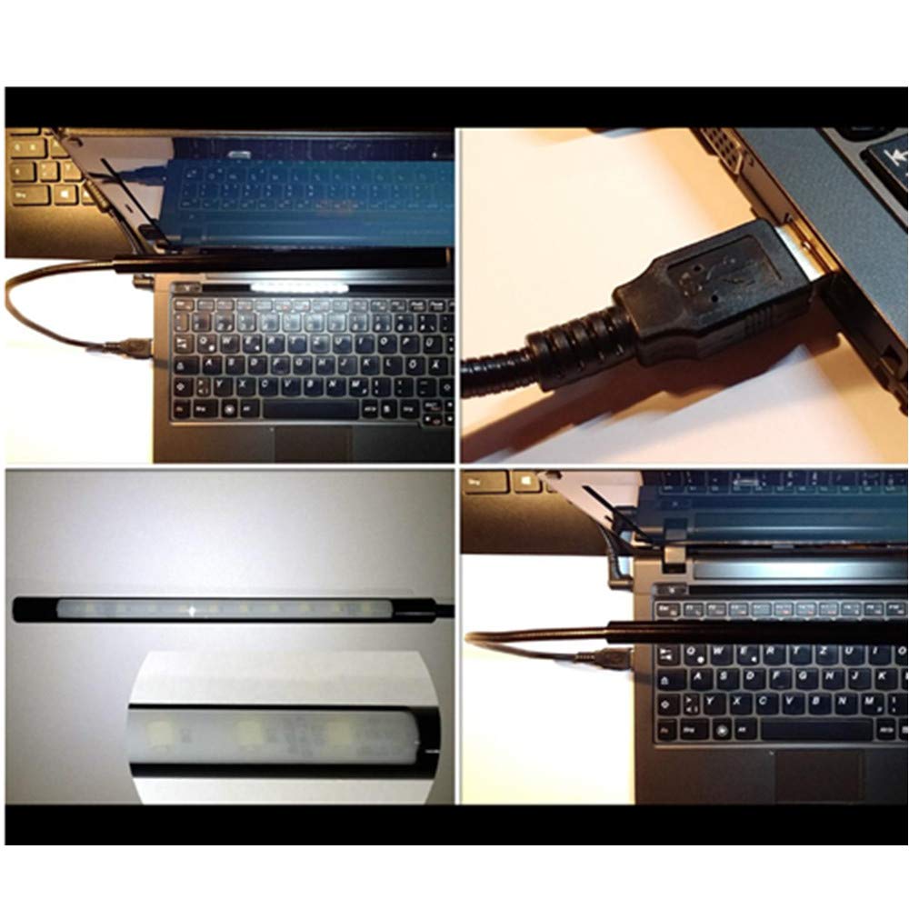 Portable Mini USB LED Desk Lamp - Adjustable Angle Dimmable Touch Light for PC, Laptop, Keyboard & Reading - Perfect for Camping, Office & Night Use (Black)