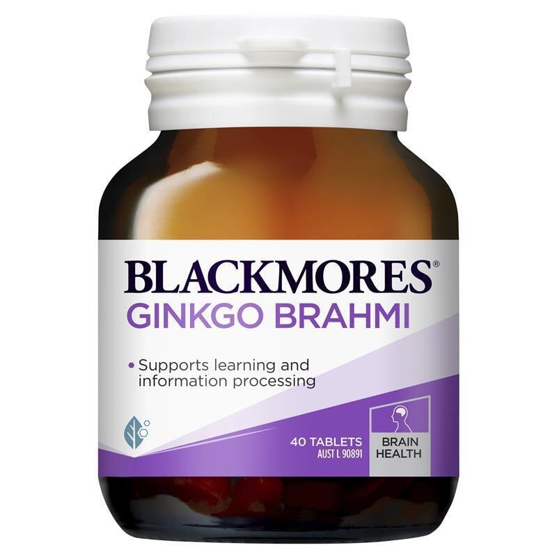 Blackmores Ginkgo Brahmi Memory & Brain Support Supplement - Enhance Focus, Clarity & Cognitive Function for Students & Professionals