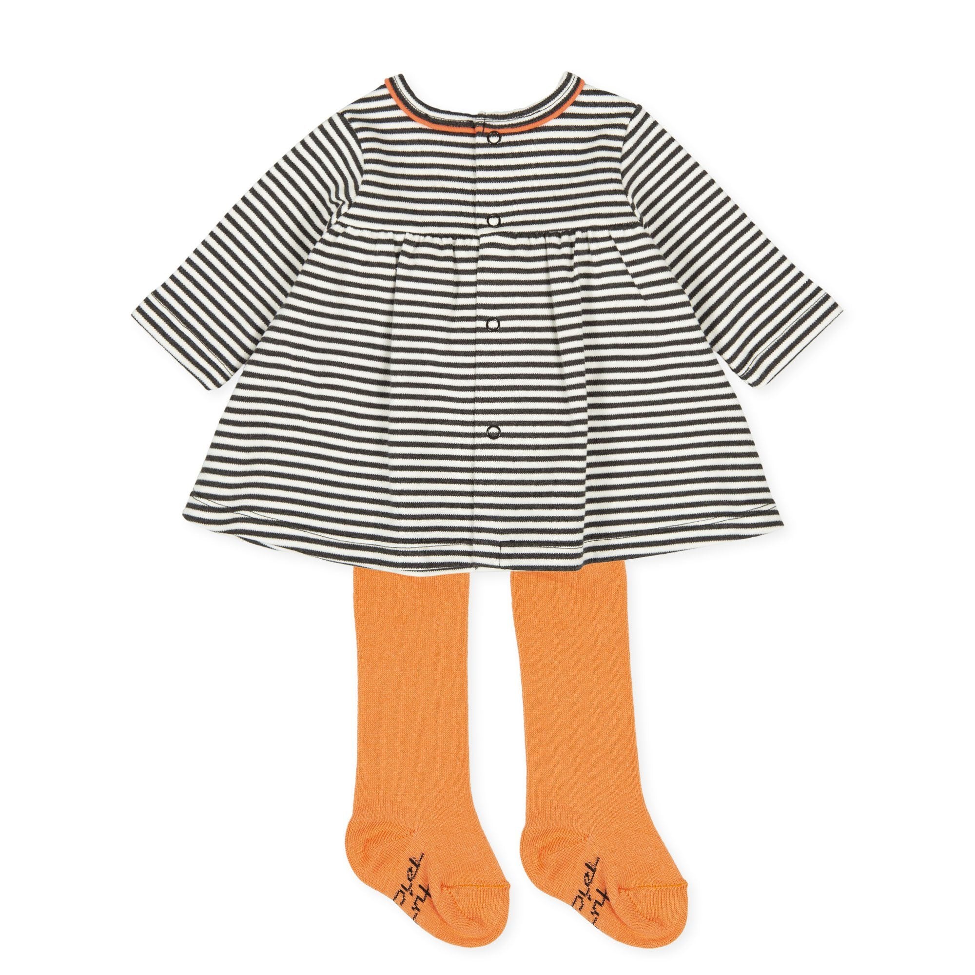 Stylish Black & White Striped Dress with Matching Tights - Perfect for Casual Outings, Office Wear & Date Nights