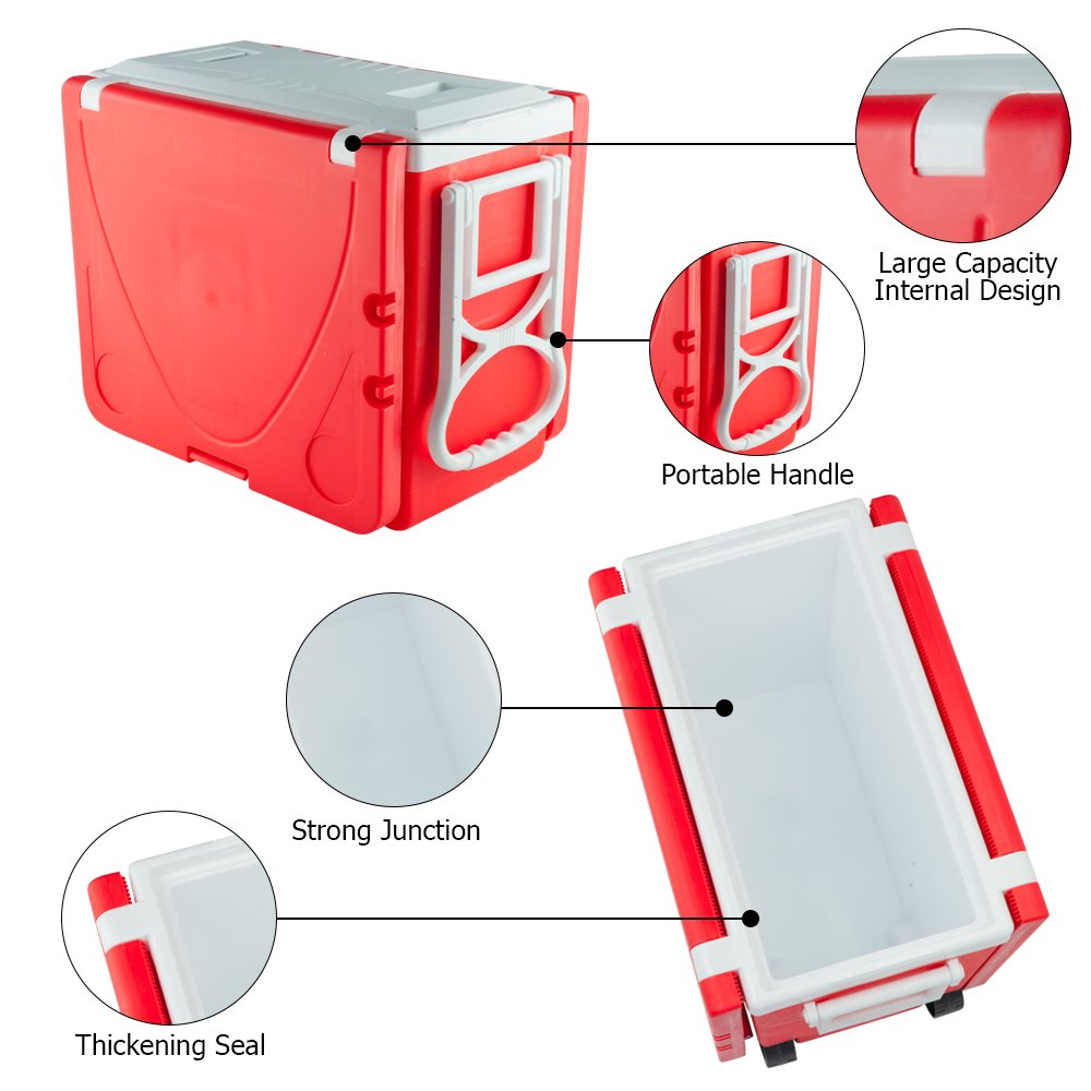 Portable Insulated Rolling Cooler & Picnic Table with 2 Foldable Fishing Chairs - Outdoor Camping, Beach, BBQ & Tailgating Essentials for Cold Drinks & Food Storage