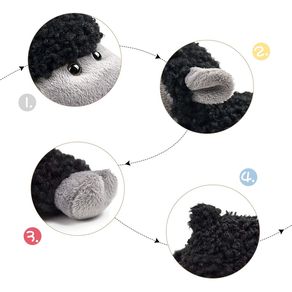 FRANKIEZHOU 3PCS Black Sheep Stuffed Animal Plush Toys - Sitting, Standing, Kneeling Lamb Decorations for Kids, Soft Plushie Gift for Boys & Girls | Nursery Decor, Birthday Present, Cuddly Companion