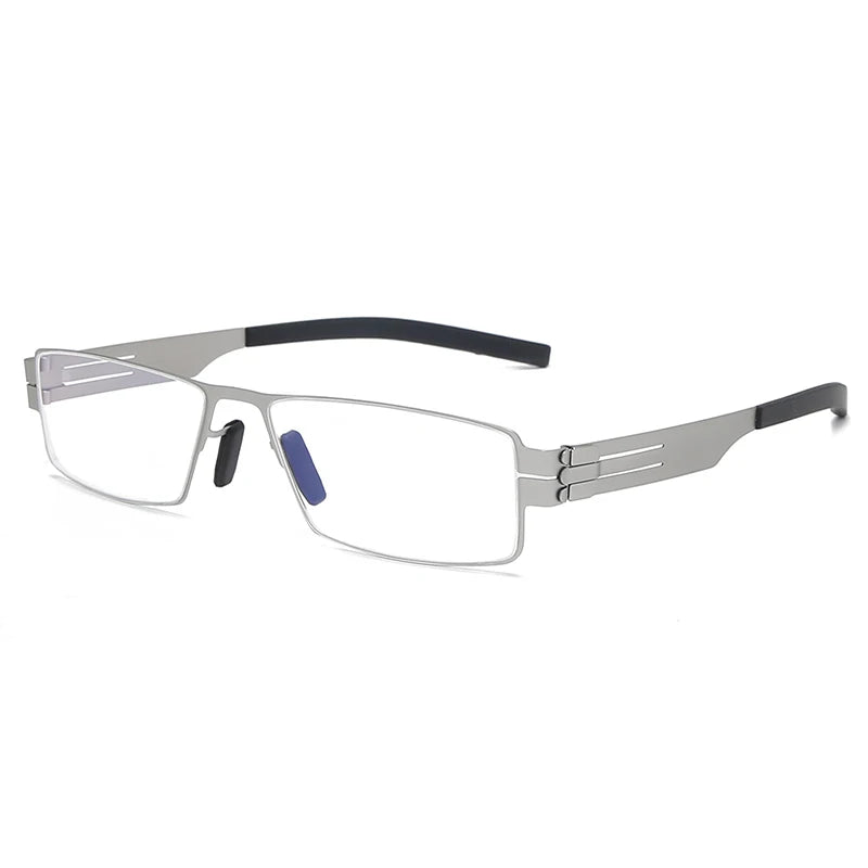 Unisex Black Full Rim Square Stainless Steel Eyeglasses IB005 - Stylish & Durable for Work, Reading & Everyday Wear