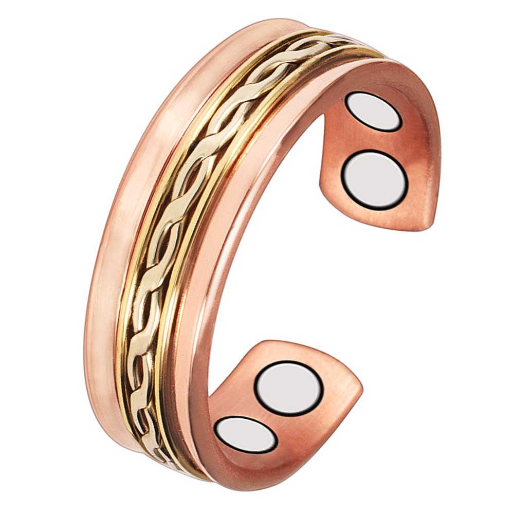 Adjustable Tri-Color Woven Magnetic Copper Ring for Men & Women - Solid Pure Copper Jewelry Gift for Arthritis Pain Relief, Fashion Accessory & Wellness Therapy - Perfect for Daily Wear, Gifts & Healing Purposes