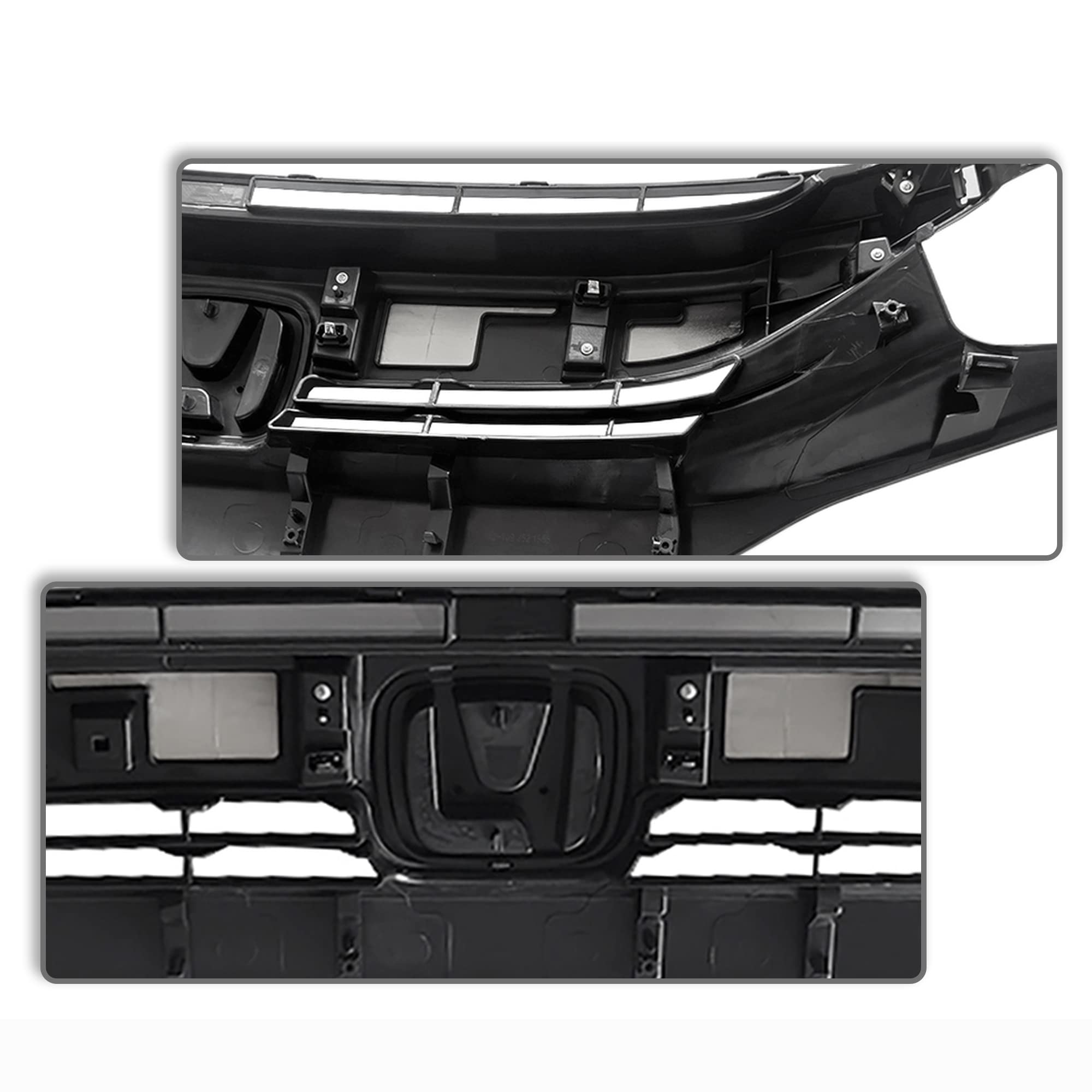 PartsFlow Front Bumper Grille Black With Chrome Trim for 2016-2018 Honda Civic Sedan/Coupe (Model HO1213117) - Perfect Fit Replacement & Style Upgrade for Daily Driving & Car Shows