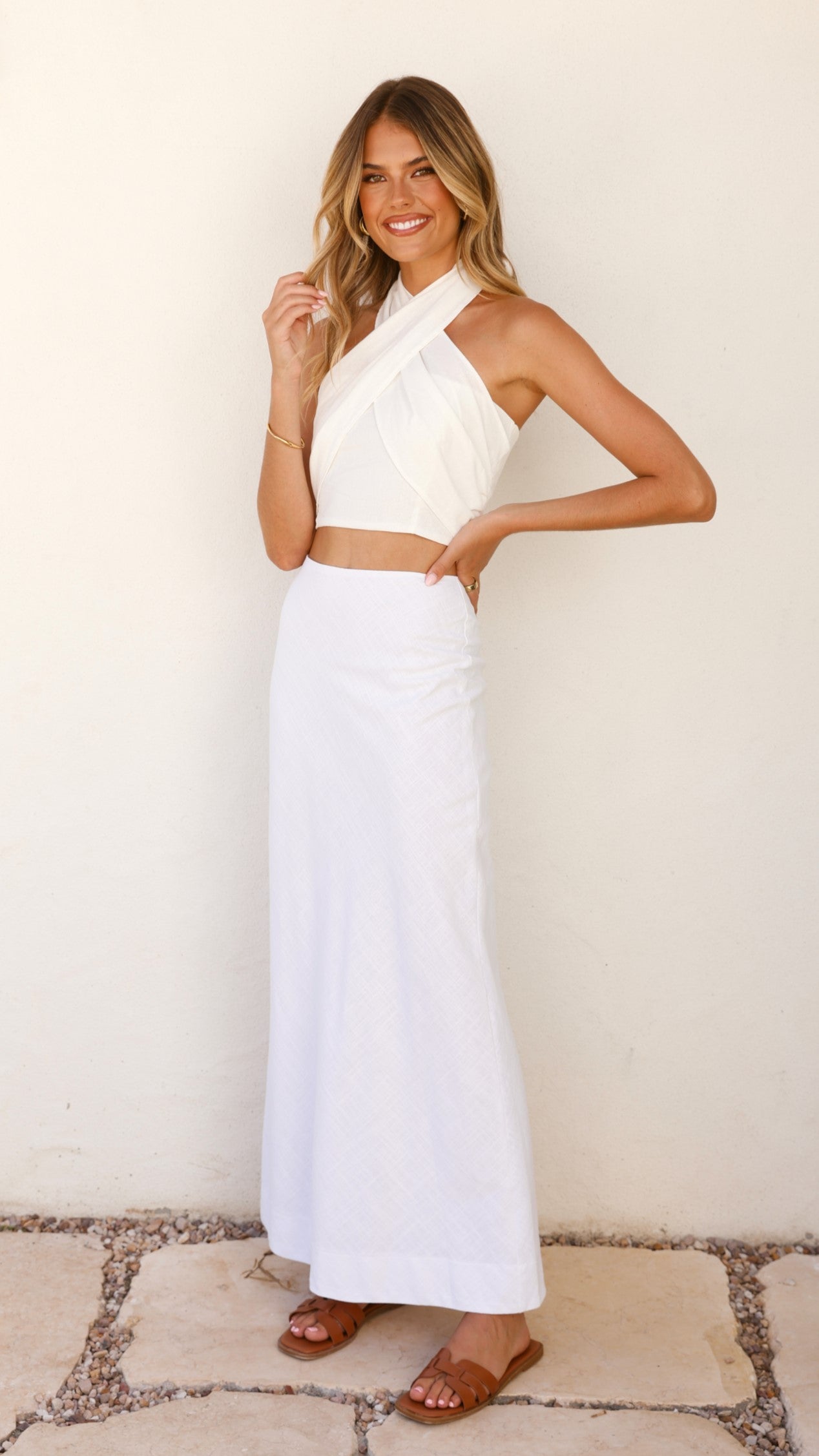 Jayme Midi Skirt for Women - Flowy White A-Line Skirt with Pockets | Perfect for Office Wear, Casual Outfits & Summer Dresses