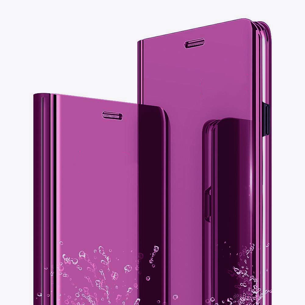Samsung Galaxy A11 Flip Phone Case with Mirror - Shockproof PU Leather Cover with Metal Stand, Full Protection for Samsung Galaxy A11 (Purplish Red) - Perfect for Makeup Touch-Ups, Hands-Free Viewing & Travel