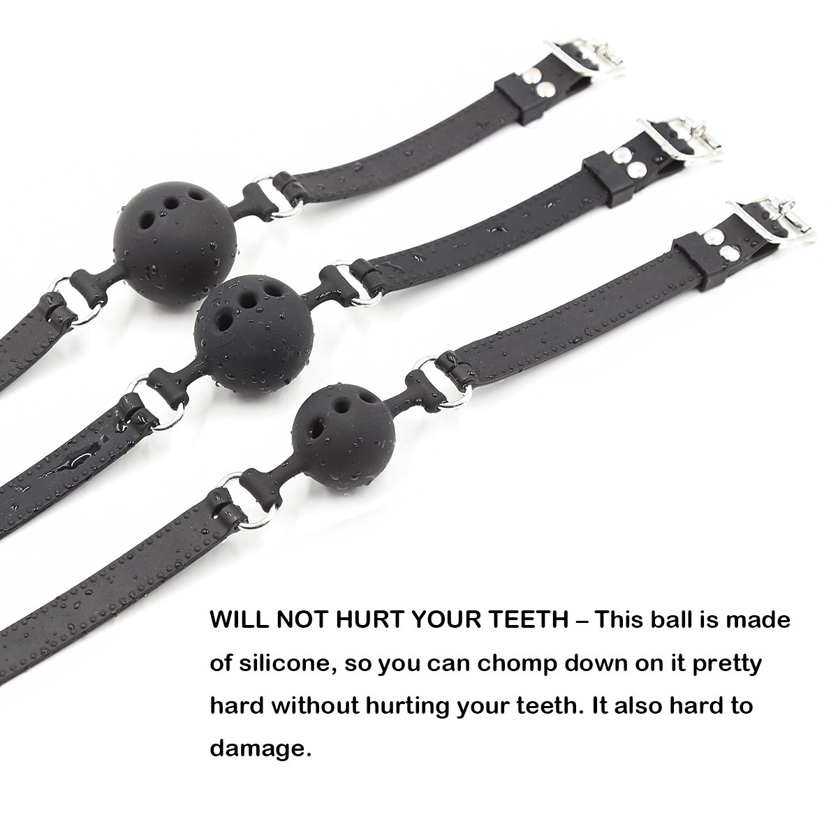 Premium Silicone Breathable Ball Gag for Adults - BDSM Bondage Restraint, Safe Sex Toy (1.5 Inch, Black) - Perfect for Role Play, Sensory Deprivation & Spicing Up Your Intimate Moments