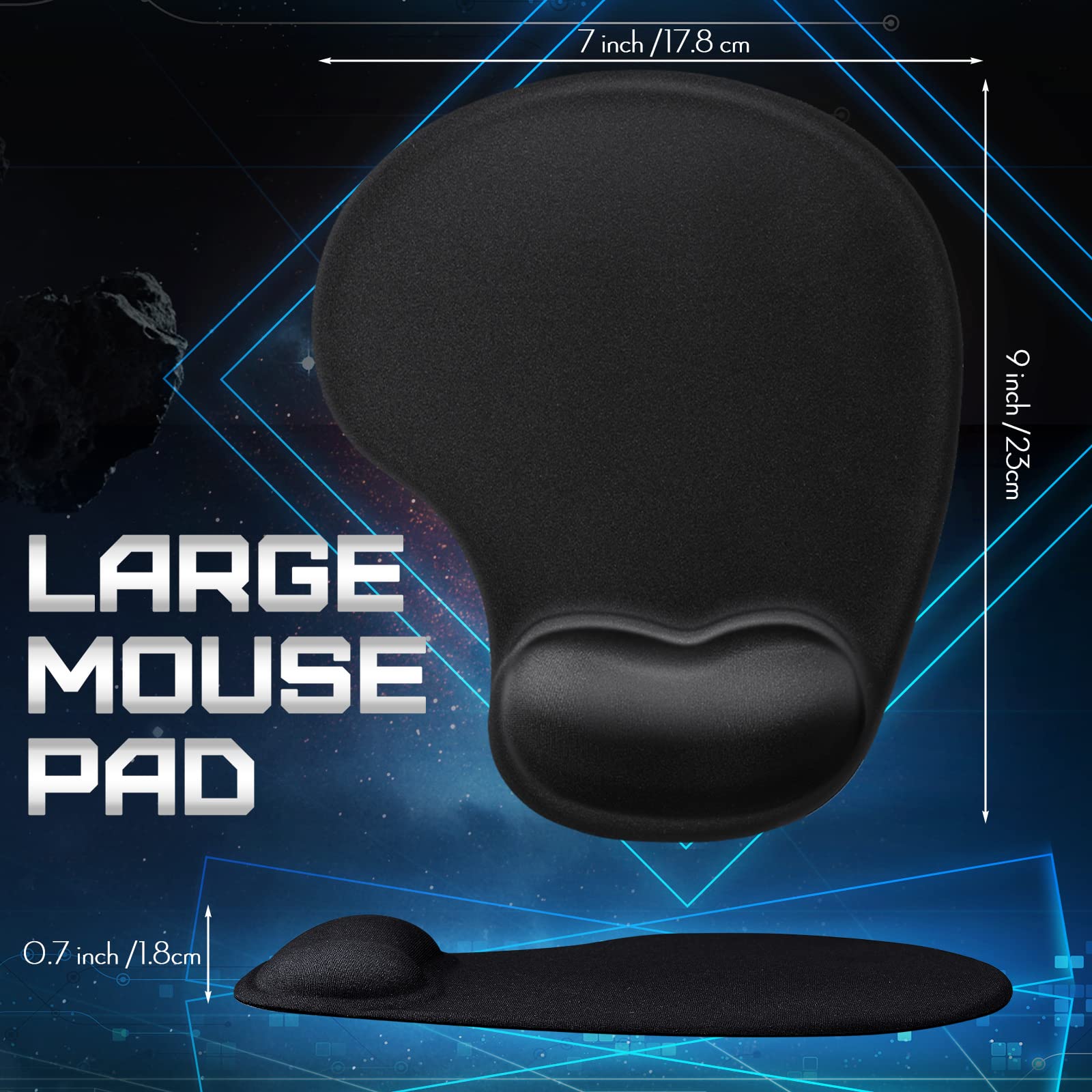 9 Pack Ergonomic Mouse Pad with Gel Wrist Support - Memory Foam Non-Slip PU Base for Pain Relief - Perfect for Computer, Laptop, Home Office & Travel Use