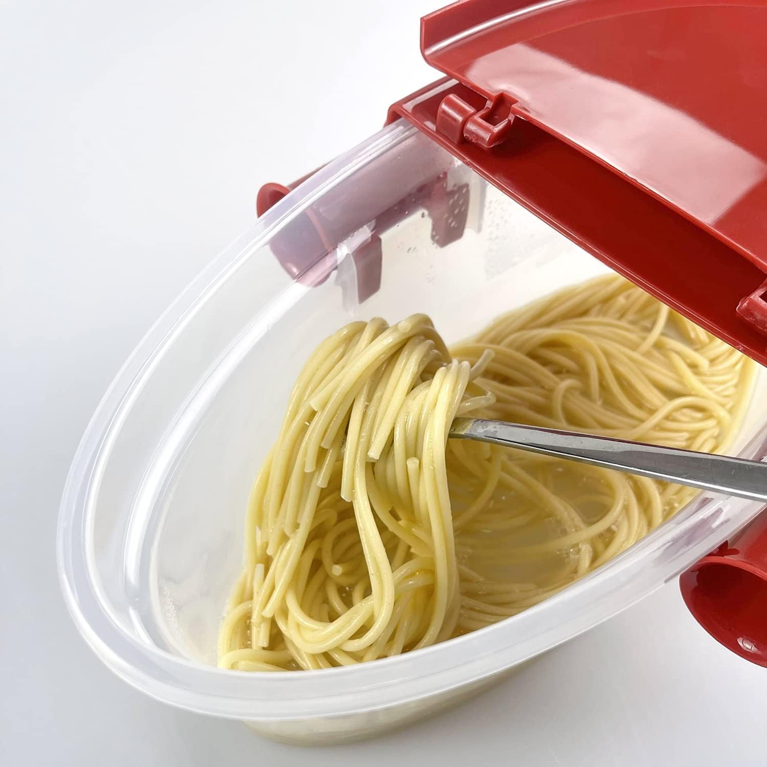 Microwave Pasta Boat with Strainer - Quick Cooking Container for Rice, Vegetables, Chicken | Perfect for Dorm Rooms, Office Lunches & Quick Meals