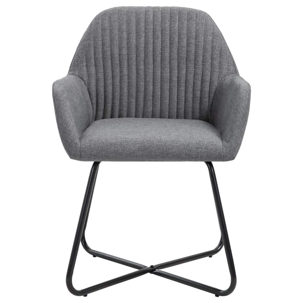 SKM Modern Dining Chairs Set of 2 - Dark Gray Fabric Upholstered Kitchen Chairs with Sturdy Metal Legs (Model 9808) - Perfect for Dining Room, Kitchen, Breakfast Nook & Small Space