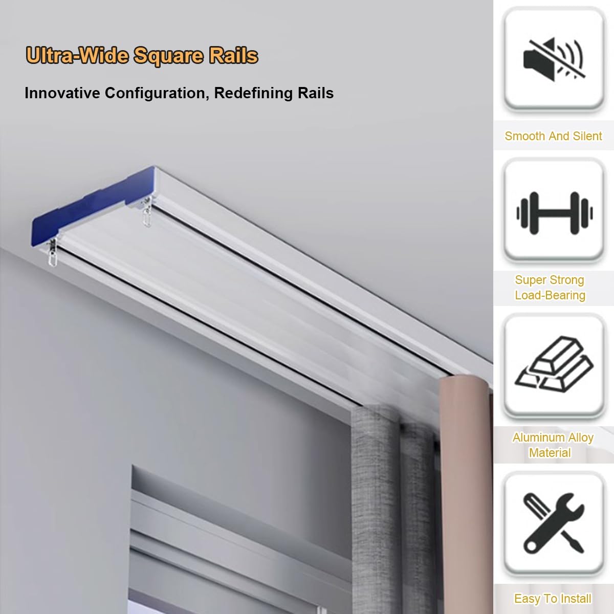 Heavy Duty Silent Double Curtain Track - Ceiling Mount Aluminum Rails 3.3FT to 26.2FT for Living Room, Bedroom & Room Divider - White (7.4M/24.3FT) - Perfect for Noise Reduction & Smooth Gliding in Home & Office Spaces