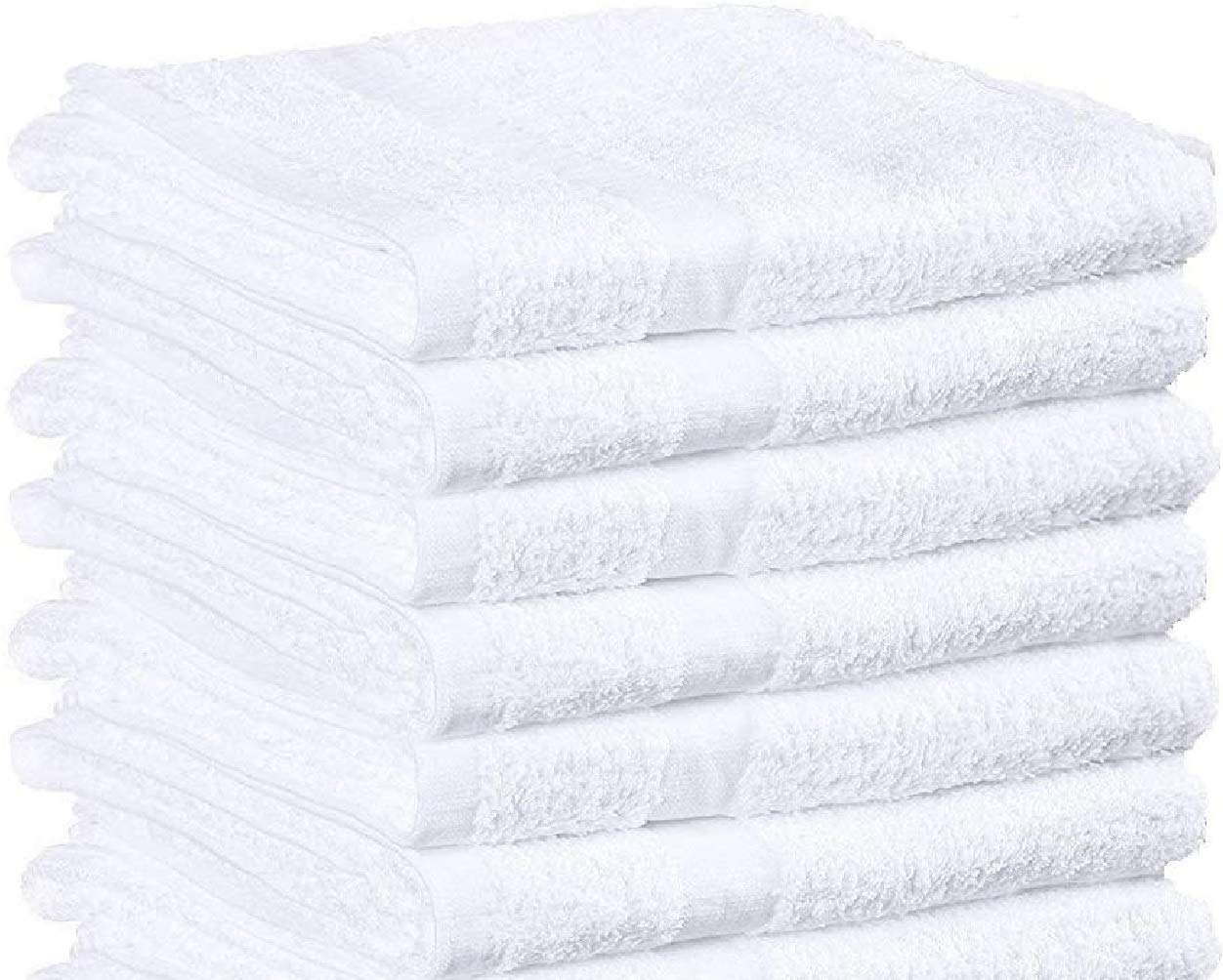 6-Pack Premium White Gym Towels 20x40 Inch - 100% Cotton Loop Terry Bath & Salon Towels - Lightweight, Fast Drying for Workout, Spa, Yoga & Travel