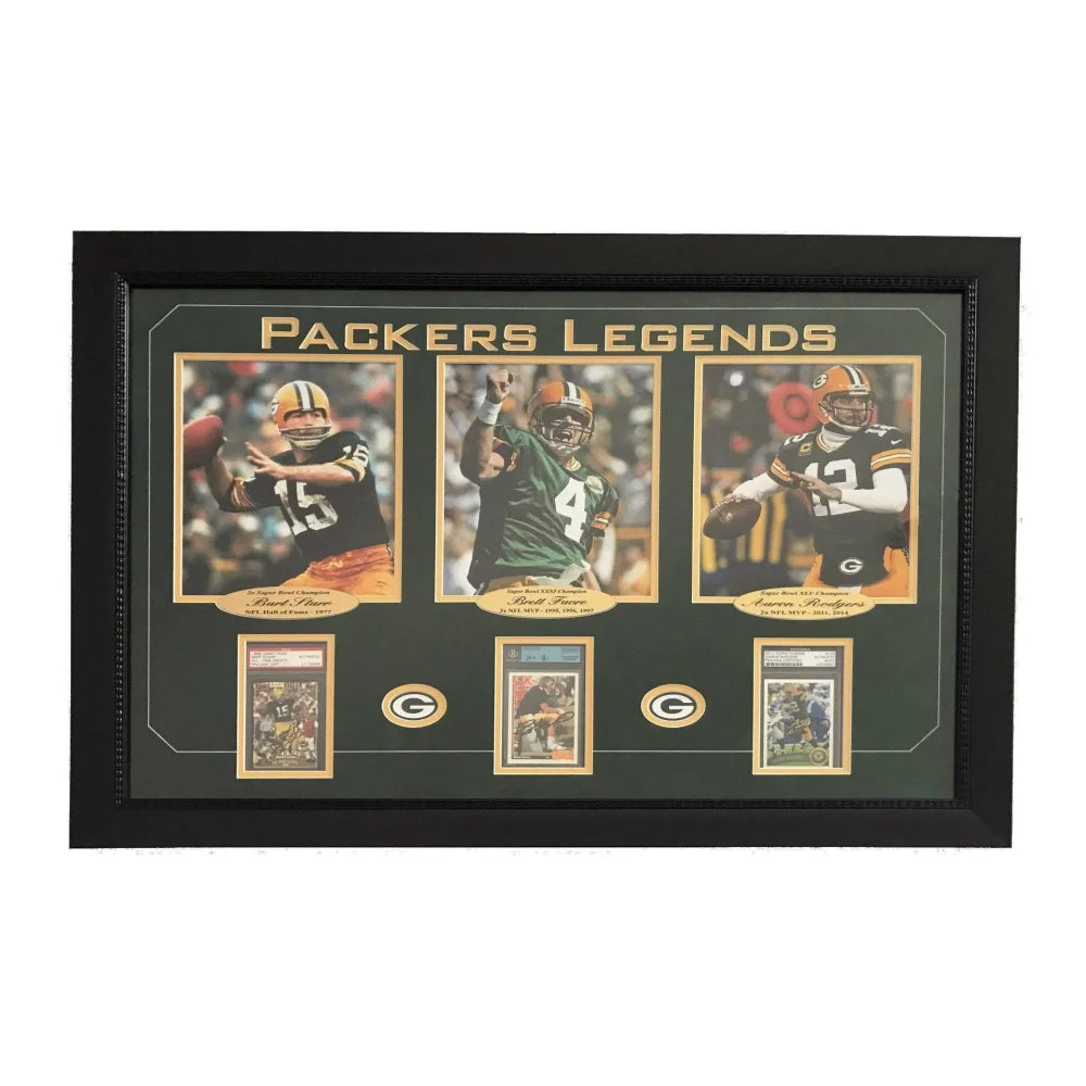 Favre Starr Rodgers Signed Green Bay Packers 8x10 Photo Collage - JSA BGS PSA Certified Rookie Memorabilia for Football Fans & Collectors - Perfect for Man Cave, Sports Room Decor, and Gift for NFL Enthusiasts